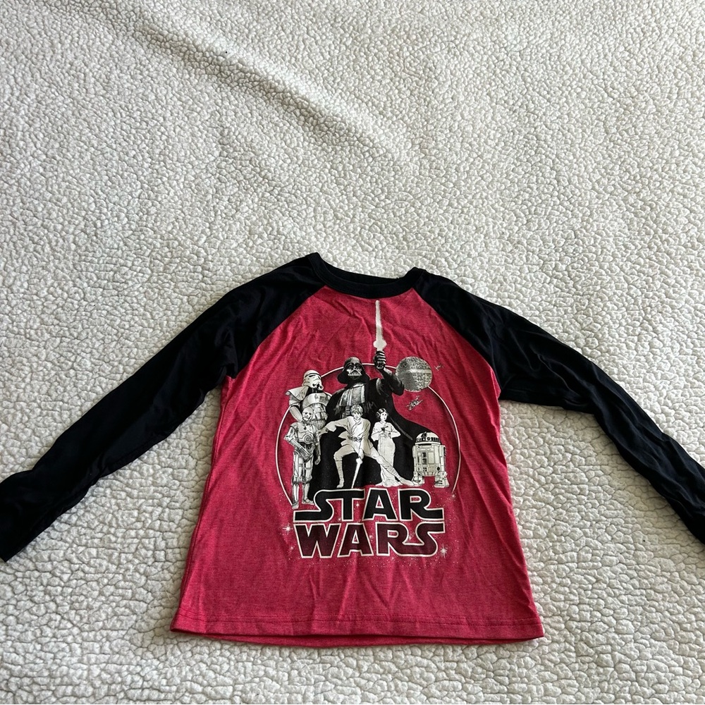 Star Wars Red & Black Graphic Raglan Tee | Size 5/6 | Classic Characters Design
